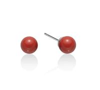 Miluna Damen-Ohrringe Erde und Meer mit roter Koralle aus Silber PER2406, 1 cm, Bronze, Zirkon