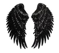 Milya Aufnäher Bügelbild Aufbügler Bügeleisen auf Patches Pailletten-Stickerei Applikation Engel Flügel Muster 2er für T-Shirt Jeans Kleidung Taschen, Schwarz
