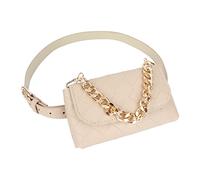 Milya Damen Karierte Mode-Hüfttasche Sport Gürteltasche Wander Bauchtasche Verstellbarer Hüftgurt Metallkette, Beige