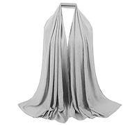 MilyaDE Damen Chiffon Kopftuch mit Strass, Lang Shawl Leichter Schal für Abendkleider, Elegantes Halstuch Hijab 70 * 180cm (Hellgrau)