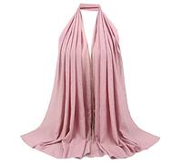 MilyaDE Damen Chiffon Kopftuch mit Strass, Lang Shawl Leichter Schal für Abendkleider, Elegantes Halstuch Hijab 70 * 180cm (Rosa)
