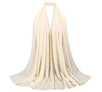 MilyaDE Damen Chiffon Kopftuch mit Strass, Lang Shawl Leichter Schal für Abendkleider, Elegantes Halstuch Hijab 70 * 180cm (Beige)