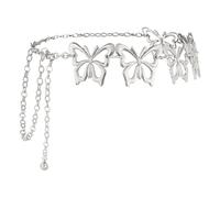 MilyaDE Damen Kettengürtel Schmetterlinge Förmig Taillengürtel Hüftkette Gürtel aus Metall für Abendkleider Sommeroutfits, Silber