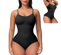 MIMIMACHI Cygen Shapewear Bodysuit,Seamless One-Piece Body Shaper with Built in Bra,Sexy Slimming Bodysuit Tummy Control Thong Shapewear Invisible Bras (M, Black)