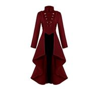 Mimoqk Frac viktorianisch Gothic Damen, viktorianischer Frac, viktorianische Hochzeitsuniform, Gothic-Uniform, Schwalbenschwanz, lange Jacke mit Schwalbenschwanz,