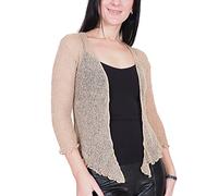 Mimosa Damen gehäkelter Bolero offener Cardigan Glitzer oder einfarbige super Dehnbare Spitzen-Fischnetz-Strickjacke Normal und Übergröße