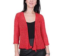 Mimosa Damen gehäkelter Bolero offener Cardigan Glitzer oder einfarbige super Dehnbare Spitzen-Fischnetz-Strickjacke Normal und Übergröße