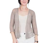 Mimosa Damen gehäkelter Bolero offener Cardigan Glitzer oder einfarbige super Dehnbare Spitzen-Fischnetz-Strickjacke Normal und Übergröße