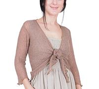 Mimosa Damen gehäkelter Bolero offener Cardigan Glitzer oder einfarbige super Dehnbare Spitzen-Fischnetz-Strickjacke Normal und Übergröße