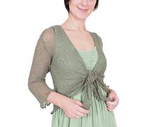 Mimosa Damen gehäkelter Bolero offener Cardigan Glitzer oder einfarbige super Dehnbare Spitzen-Fischnetz-Strickjacke Normal und Übergröße