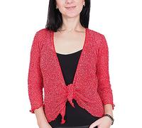 Mimosa Damen gehäkelter Bolero offener Cardigan Glitzer oder einfarbige super Dehnbare Spitzen-Fischnetz-Strickjacke Normal und Übergröße