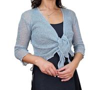 Mimosa Damen gehäkelter Bolero offener Cardigan Glitzer oder einfarbige super Dehnbare Spitzen-Fischnetz-Strickjacke Normal und Übergröße