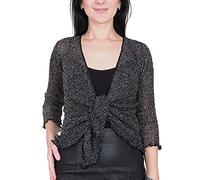 Mimosa Damen gehäkelter Bolero offener Cardigan Glitzer oder einfarbige super Dehnbare Spitzen-Fischnetz-Strickjacke Normal und Übergröße