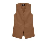 Mina Self 2025 Damen Sommer Leinen Weste Blazer Lang Y2K Leicht Voll Gefüttert V-Ausschnitt Mode Casual Jacken Tops Taschen, Khaki, X-Large