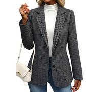 Mina Self Tweed-Blazer für Damen, kariert, für Arbeit, Freizeit, Anzugjacke | Revers, vollständig gefütterter Woll-Tweed, Hahnentritt-Karo-Muster, Business-Casual-Kleidung, Herbst-Winter-Büro-Outfit mit