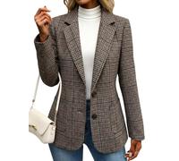 Mina Self Tweed-Blazer für Damen, kariert, für Arbeit, Freizeit, Anzugjacke | Revers, vollständig gefütterter Woll-Tweed, Hahnentritt-Karo-Muster, Business-Casual-Kleidung, Herbst-Winter-Büro-Outfit mit