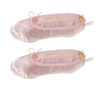 MINAOLULUS 2 Stück Ballettschuh Federmäppchen für Kleine Mädchen Rosa Satin Kosmetiktasche Leichter Tanzschuh Organizer für Stifte und Make Up Reisefreundlich und Formstabil