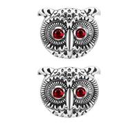 MINAOLULUS Kreative Elegant und Schlicht Silberne Manschettenknöpfe mit Eulenmotiv aus Kupfer 1 Paar für Herren für Business Hochzeit und Festliche Anlässe