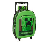 Minecraft 3D-Kinderrucksack mit Rädern, ideal für Kinder verschiedener Altersgruppen, bequem und vielseitig, Qualität und Widerstandsfähigkeit, 27 x 10 x 33 cm