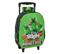 Minecraft 3D-Kinderrucksack mit Rädern, ideal für Kinder verschiedener Altersgruppen, bequem und vielseitig, Qualität und Widerstandsfähigkeit, 27 x 10 x 33 cm