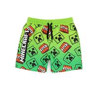 Minecraft Badeshorts für Jungen, Blau Grün ODER Grün Creeper Optionen, Kinder Teens Creeper Steve Alex TNT Explosive Charaktere Gamer Badehose, 7-8 Jahre