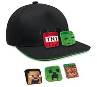 Minecraft Baseball Cap Kinder Mütze mit Abnehmbaren 3D Accessoires, 100% Baumwolle - Gamer Geschenke für Kinder(Schwarz)