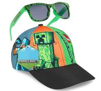 Minecraft Basecap Kinder Jungen Set Snapback Cap Kinder und Sonnenbrille UV Schutz Creeper Sonnenschutz Kappe Geschenke Jungs (6-14 Jahre, Multi)