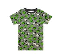 Minecraft Boys T-Shirt All Over Print Creeper Zombies Grau & Grün Baumwolloberte 5-6 Jahre