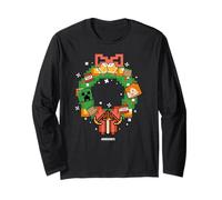 Minecraft Christmas Pixel Art Wreath Alex and Creeper Langarmshirt