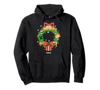 Minecraft Christmas Pixel Art Wreath Alex and Creeper Pullover Hoodie