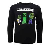 Minecraft Creeper Chicken Jockey Kinder-Film-T-Shirt, offizielles Unisex-Langarmshirt, Schwarz, Charaktere, 11 Jahre