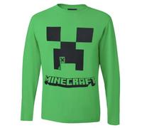 Minecraft Creeper Chicken Jockey Kinder-Film-T-Shirt, offizielles Unisex-Langarmshirt, Schwarz, grün, 8 Jahre