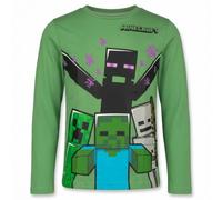 Minecraft Creeper Enderman Kinder Langarmshirt 116-152 - Jungen Shirt aus 100% Baumwolle, Grün, Langarm Oberteil, Bekleidungsgröße: Numeric_152, Farbe: Grün