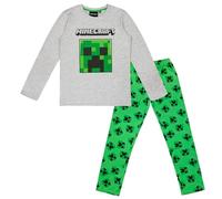 Minecraft Creeper Jungen Schlafanzug Pyjama Langarm (Grau 1, 145)