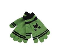 Minecraft Creeper Kinder Handschuhe - Gamer Winterhandschuhe in Grün oder Schwarz - One Size a. 8 Jahre - Strickhandschuhe elastisch & warm, Farbe: Grün