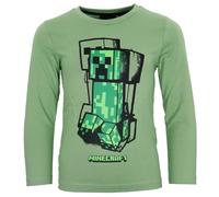 Minecraft Creeper Kinder Langarmshirt - Gamer Shirt für Jungen - Grün - Größen 128 bis 152 - 100% Baumwolle, Farbe: Grün, Bekleidungsgröße: 134