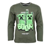 Minecraft Creeper Kinder Langarmshirt - Jungen Shirt aus 100% Baumwolle - Gamer Oberteil mit Creeper Print „Boom!“ - Größen 116-152, Farbe: Grün, Bekleidungsgröße: 128