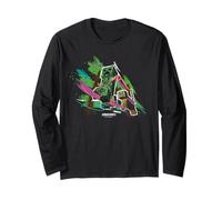 Minecraft Creeper Running from Cat Paint Brush Strokes Art Langarmshirt