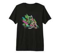 Minecraft Creeper Running from Cat Paint Brush Strokes Art Premium T-Shirt