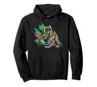 Minecraft Creeper Running from Cat Paint Brush Strokes Art Pullover Hoodie