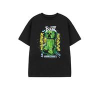 Minecraft Creeper schwarzes Grafik-T-Shirt | Boom Hostile Behavior Kurzarm-T-Shirt für Jungen | Lässiges Oberteil mit Rundhalsausschnitt