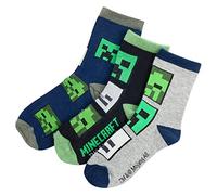 Minecraft Creeper Socken 3er Pack (Blau, 31-34)