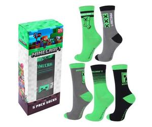 Minecraft Creeper Socken Strümpfe Sneaker Socken auch mit Geschenkverpackung, hoher Baumwollanteil, Jungen Socken 5er Paar Original Socken zum Kult Sp