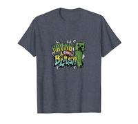 Minecraft Creeper TNT Having A Blast Farbverlauf T-Shirt, Herren, Blau Meliert, XL