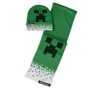 MINECRAFT Creeper & TNT Strickschal & Manschette Beanie Kaltes Wetter Set für Kinder & Erwachsene, 2-teiliges Set, Creeper, Eine Größe passt meistens