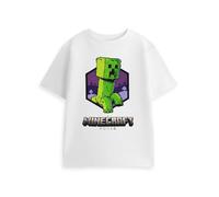 Minecraft Creeper Weißes Kurzarm-T-Shirt | Klassisches Grafik-T-Shirt für Jungen Movie Merchandise | Freizeitkleidung und Bekleidung für Gaming-Events | Top-Merch mit Rundhalsausschnitt