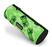 Minecraft Federmäppchen für die Schule, Jungen, Gamer, rund, 22 cm, Motiv Videospiele (grün)