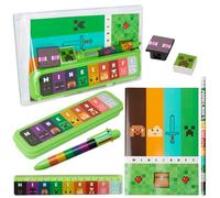 Minecraft Federmäppchen Jungen, Gefülltes Pencil Case Schreibwaren Set - Geschenke für Kinder (Grün/Mehrfarbig)