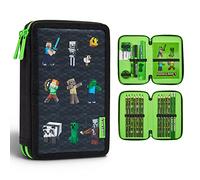 Minecraft Federmäppchen Jungen und Mädchen Mäppchen Gefüllt Creeper Federmappe mit Schreibwaren Gamer Geschenke für Kinder und Teenager (Schwarz Mob)