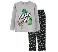 Minecraft Game On Langer Pyjama, Kinder Schlafanzug, Offizielle Handelsware UK 9-10 EU 140 Schwarz/Grey